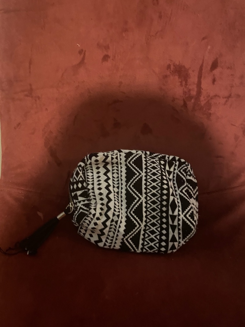 Divided Black & White Tribal Zip Cosmetic Pouch
